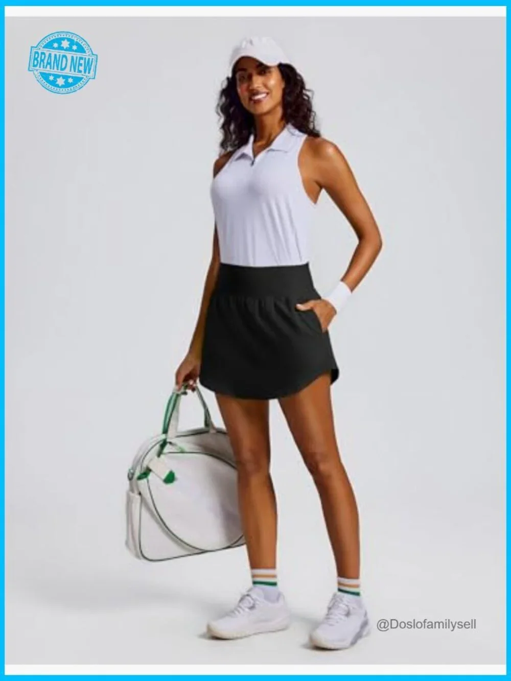 Curved Hem High Waisted Golf Skort with 4 Pockets for Tennis Pickleball